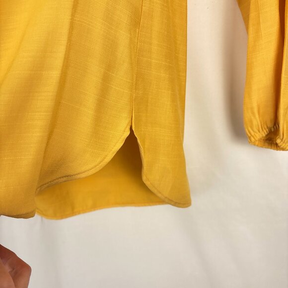 NWT Jones New York Blouse Women’s Medium Mustard Yellow V-Neck Long Sleeve‎ - Picture 9 of 16